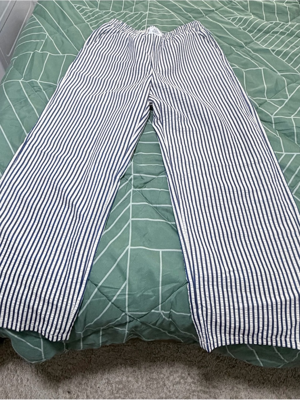 Women’s Navy and White Striped Casual Pants